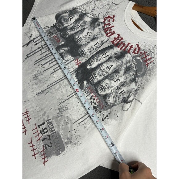 Y2K Eckō Unltd T-Shirt Mens 2XL White Double Sided Grunge Mma Cyber - Picture 12 of 13